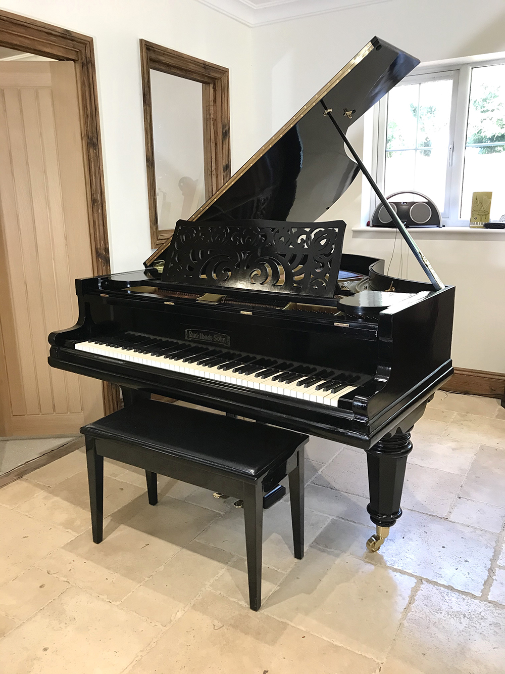 rud,ibach,sohn,boudoir,grand,piano,dorset,showroom,restoration,rebuild,restored,traditional,unique,german,prussion,black,