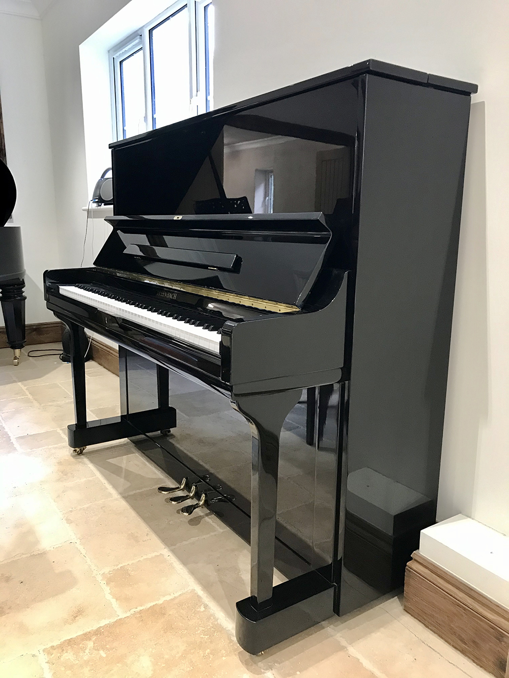 steinbach,black,high,gloss,piano,upright,130cm,dorset,showroom,used
