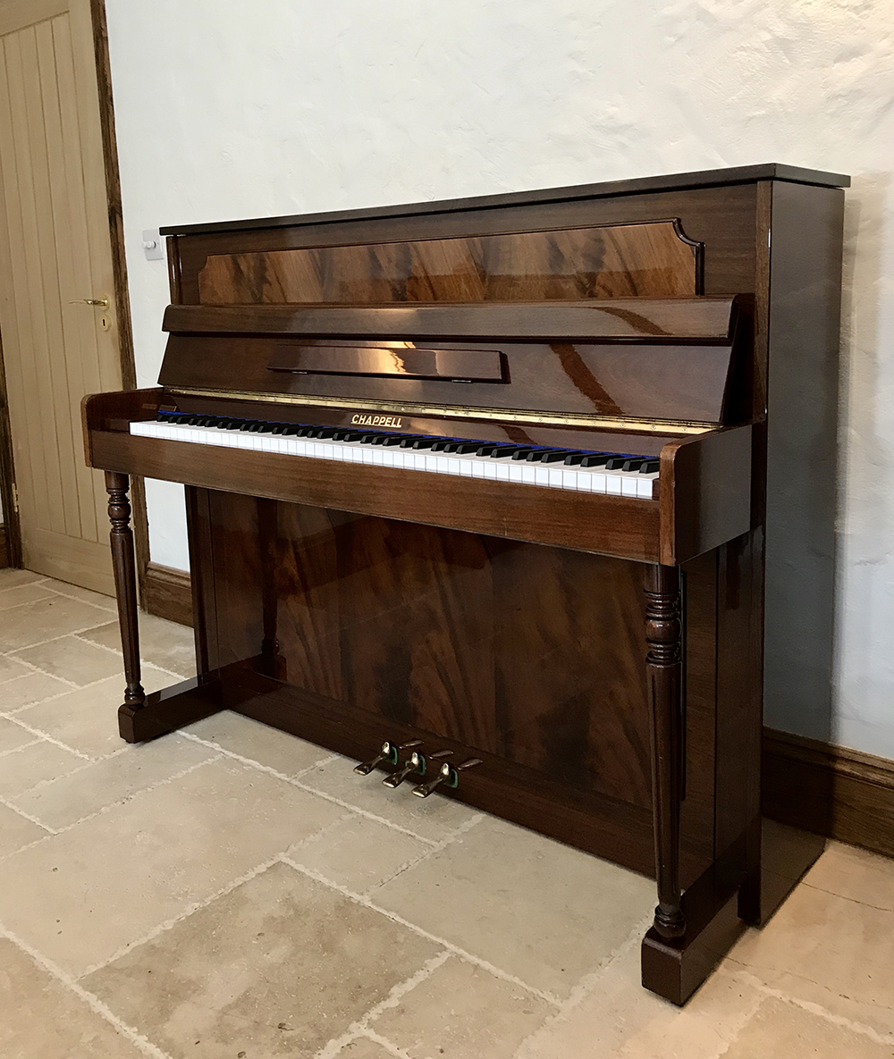 chappell,traditional,walnut,used,upright,piano,sale,dorset